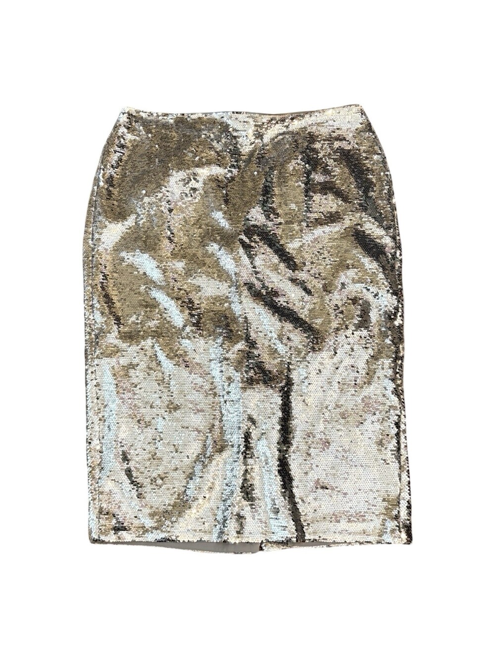 Talbots Skirt 16 Silver Sequin Side Zip Midi New Years Party